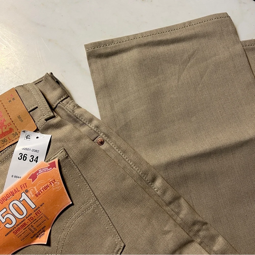 Levi’s 2014 Authentic 501 Jeans STF Button Fly Straight Leg Tan NWT - Picture 8 of 14